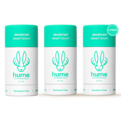 Hume Supernatural Desert Bloom: envase transparente que muestra desodorante claro y limpio