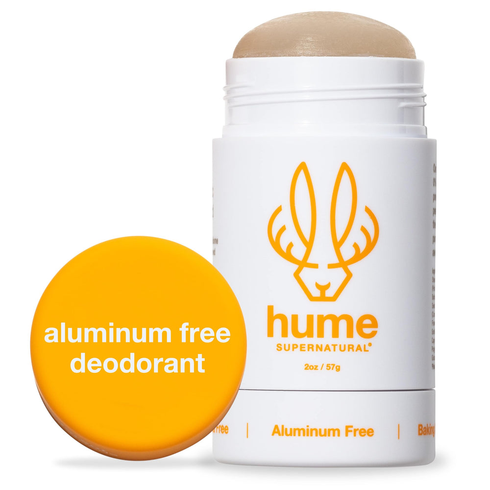 Desodorante Hume Supernatural sin aluminio en bote Amber Woods para uso diario