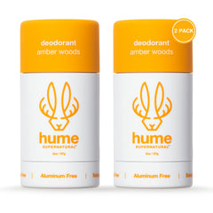 Hume Supernatural desodorante sin aluminio Amber Woods, dos unidades, aroma duradero.