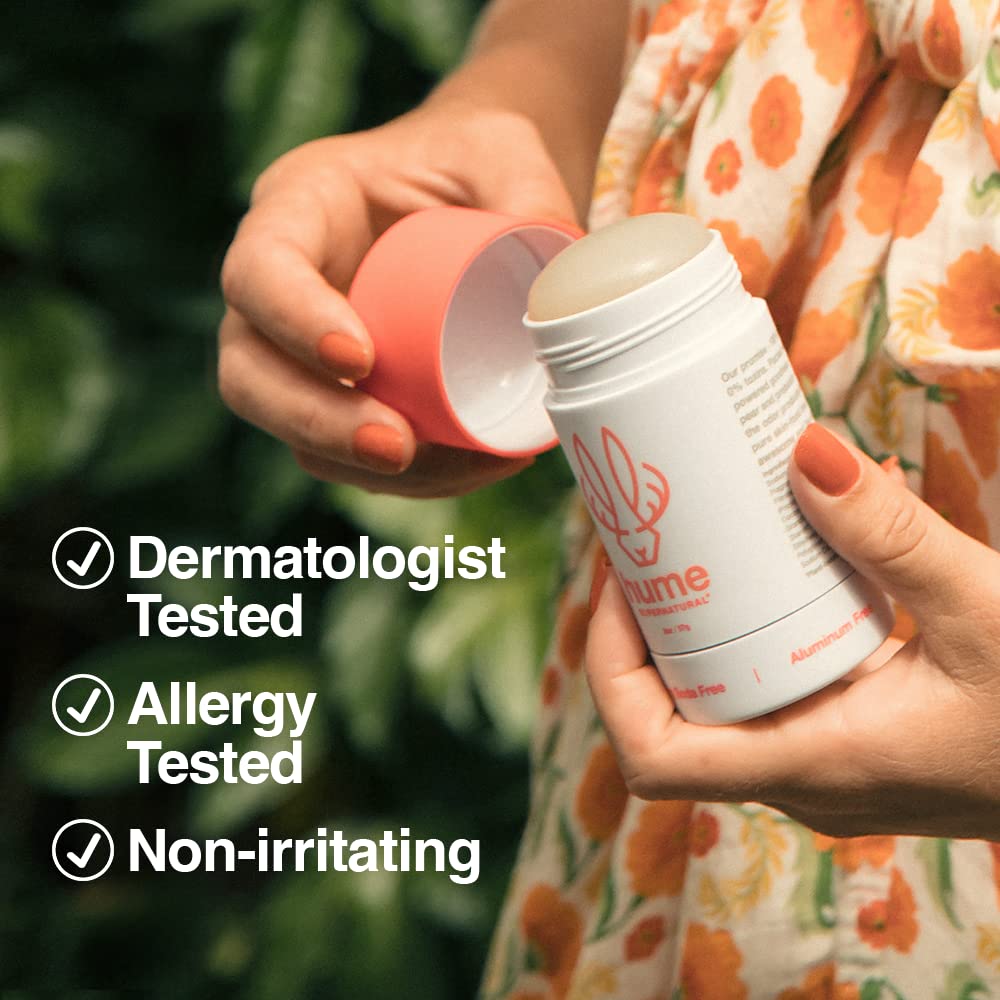 Desodorante dermatológicamente evaluado para pieles sensibles.