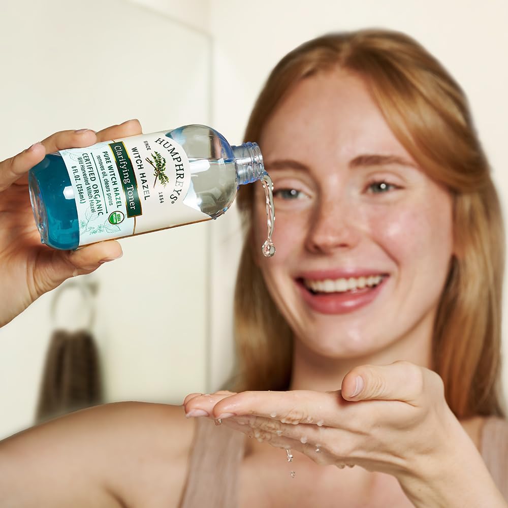 Humphreys Organic Witch Hazel label detail highlights USDA Organic purity for sensitive skin.