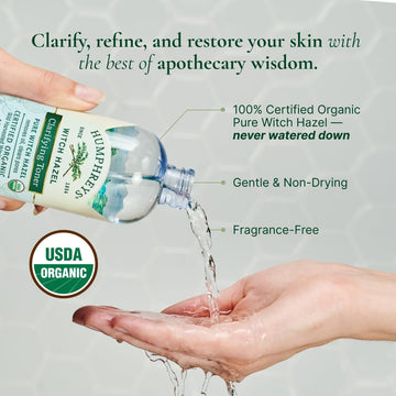 Humphreys Toner poured onto cotton pad for refreshing skin cleansing.