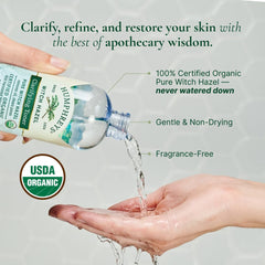 Humphreys Toner poured onto cotton pad for refreshing skin cleansing.