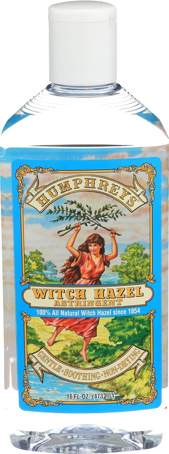 Humphreys Witch Hazel bottle on sink enabling quick refresh.