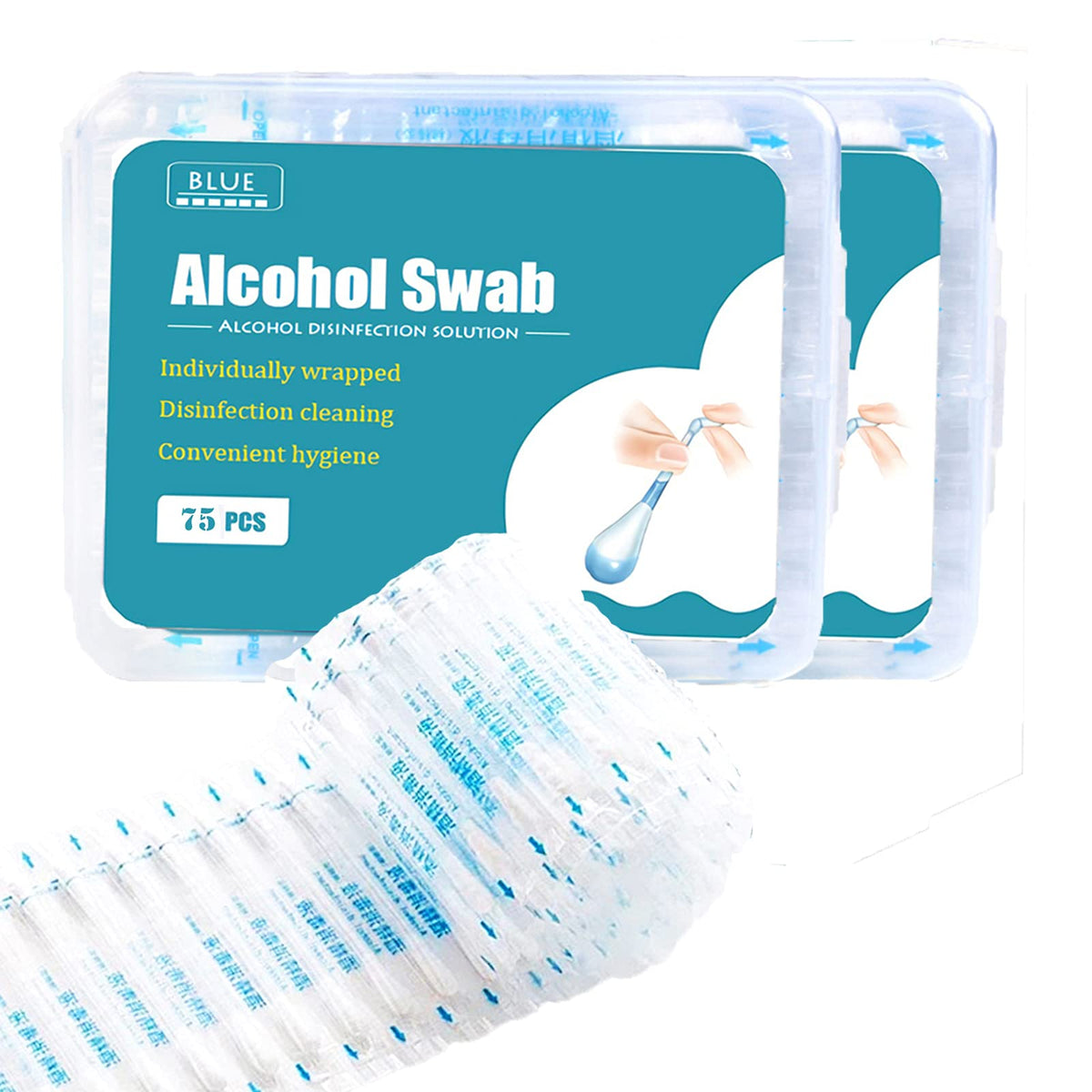 Bastoncillos de alcohol Hunwey envueltos individualmente para higiene rápida y segura.