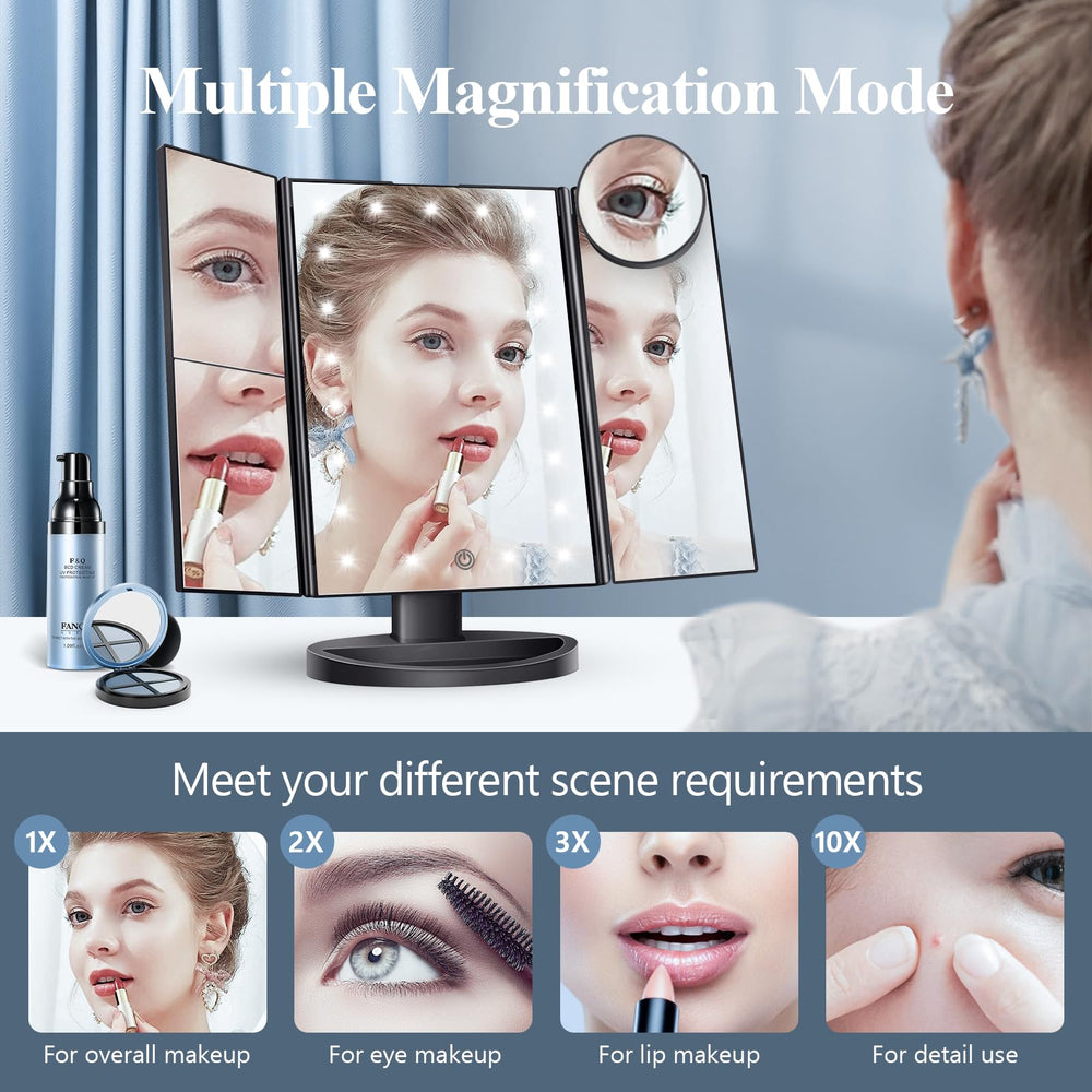 HUONUL espejo maquillaje 2x ampliación ideal para bases y correcciones rápidas.