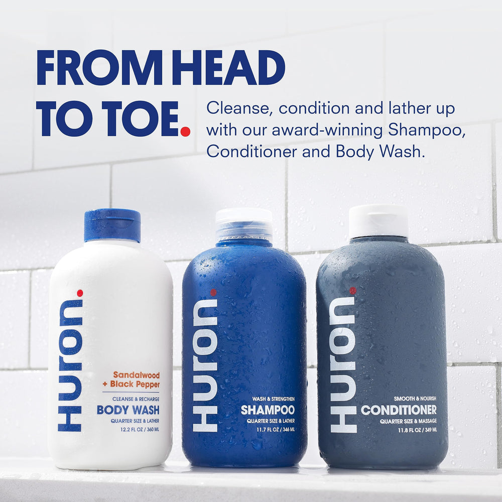 Shampooing Huron pour homme, hydratant et rafraîchissant.