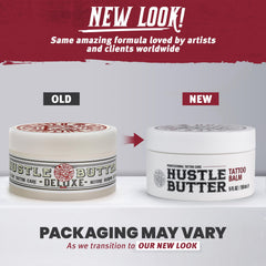 Hustle Butter Deluxe aplicacion suave para tatuajes, facilita la lubricacion durante la sesion.