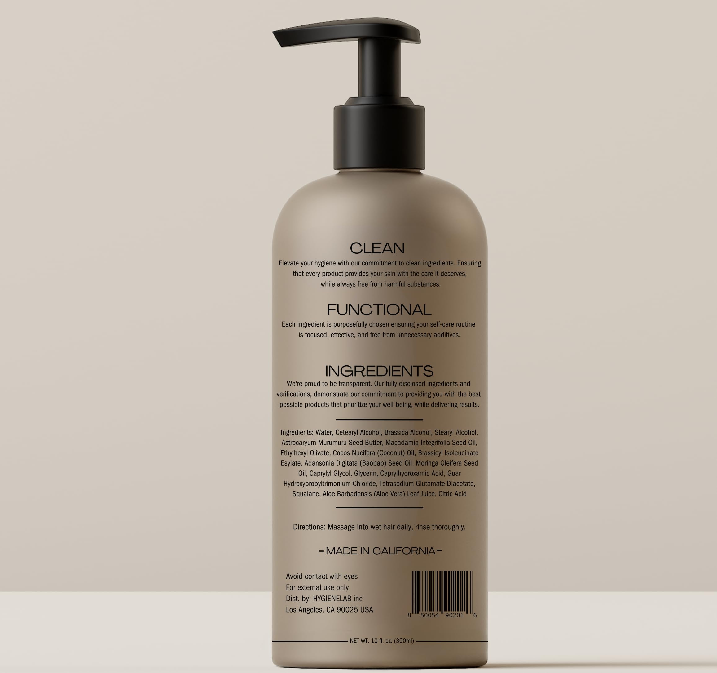 HygieneLab acondicionador hombres, ingredientes naturales para nutrir el cabello