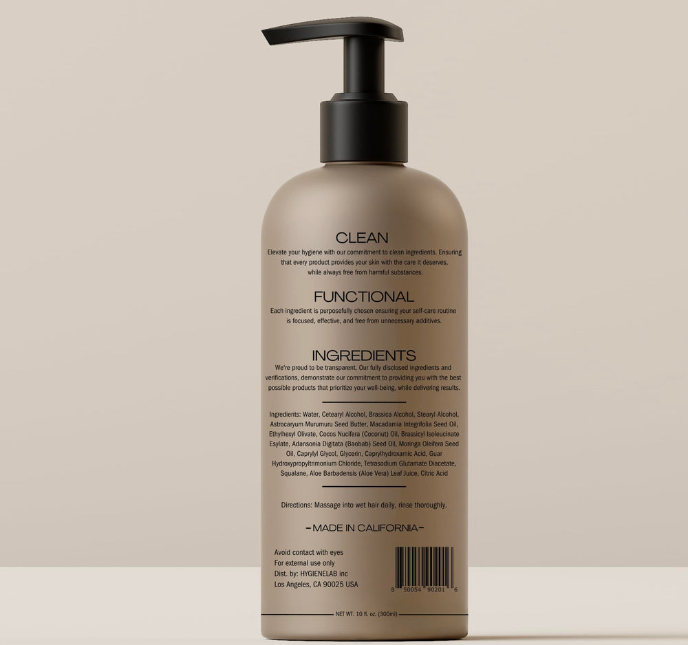 HygieneLab acondicionador hombres, ingredientes naturales para nutrir el cabello