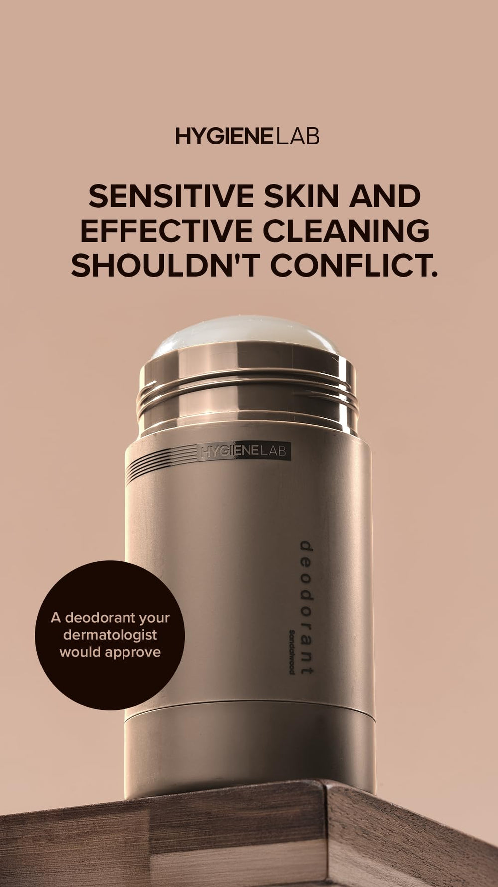 HygieneLab Desodorante sin fragancia textura cremosa para piel sensible.