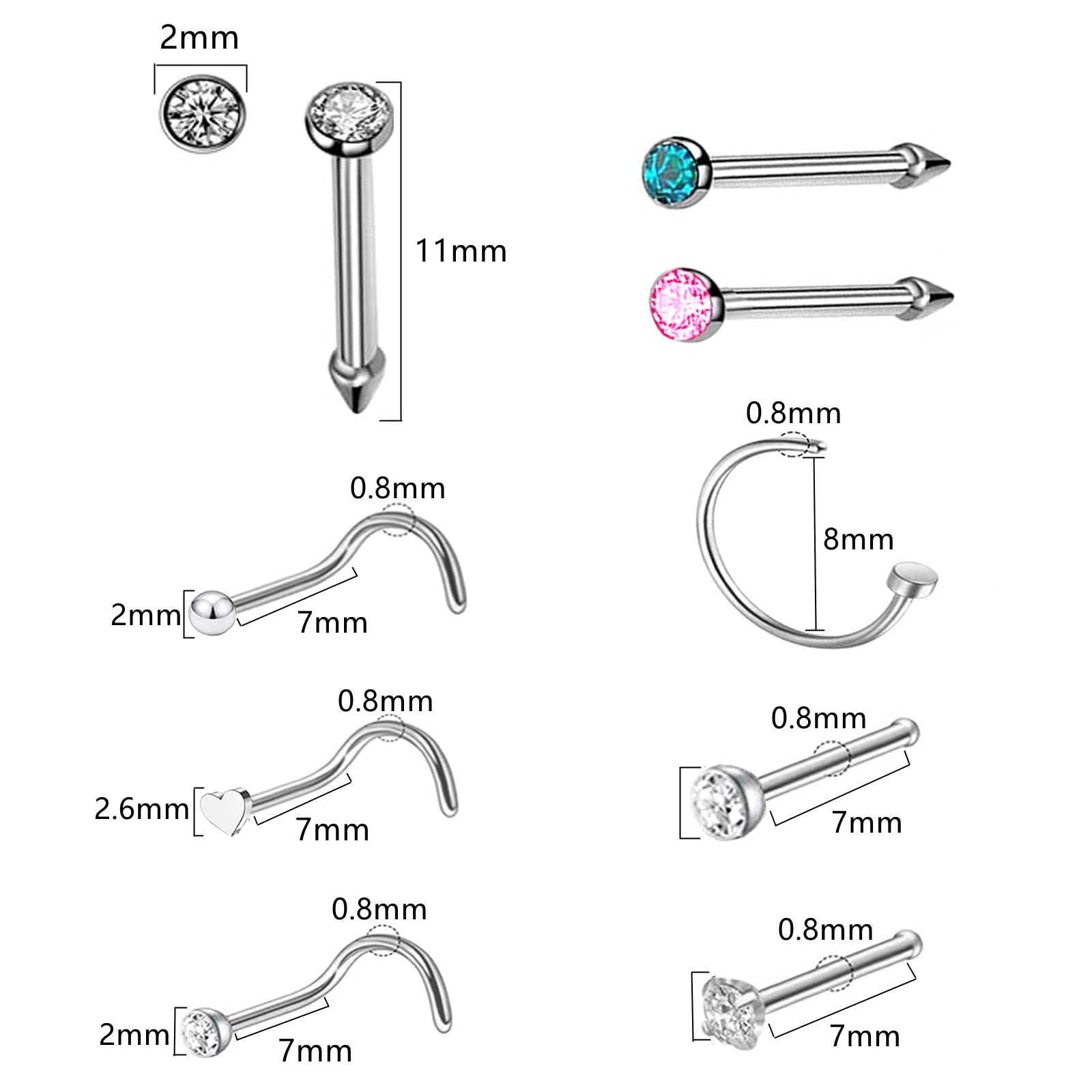 HYJLPAF accesorios de perforación nasal, componentes listos para personalizar tu estilo.