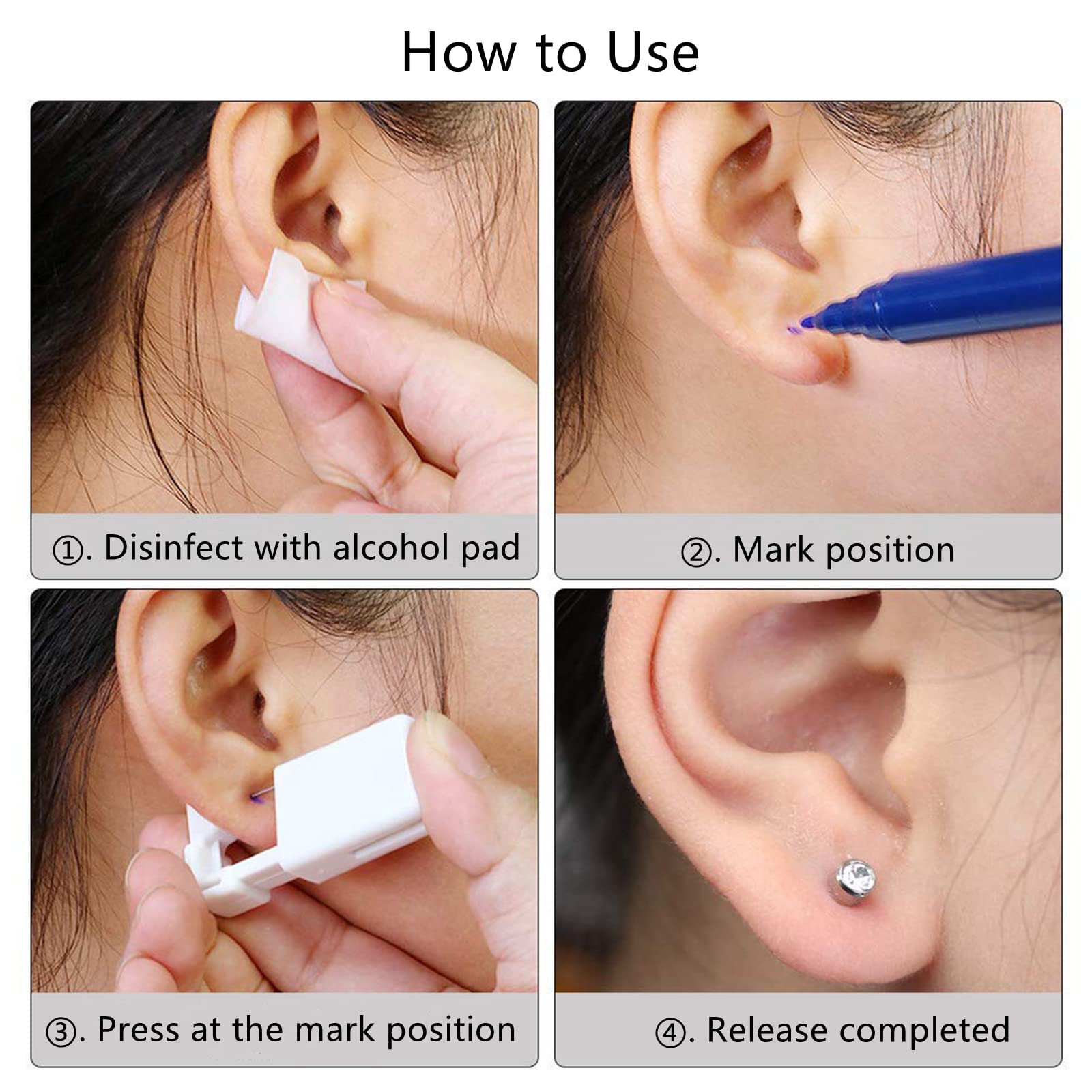 HYJLPAF instrucciones uso paso a paso para perforación de oreja.