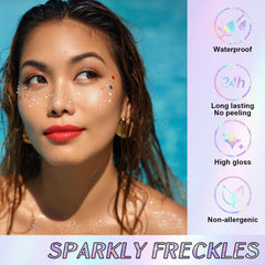 Hymik Freckles Face Tattoo brillos dorados en tamaño mini para acentos instantáneos.