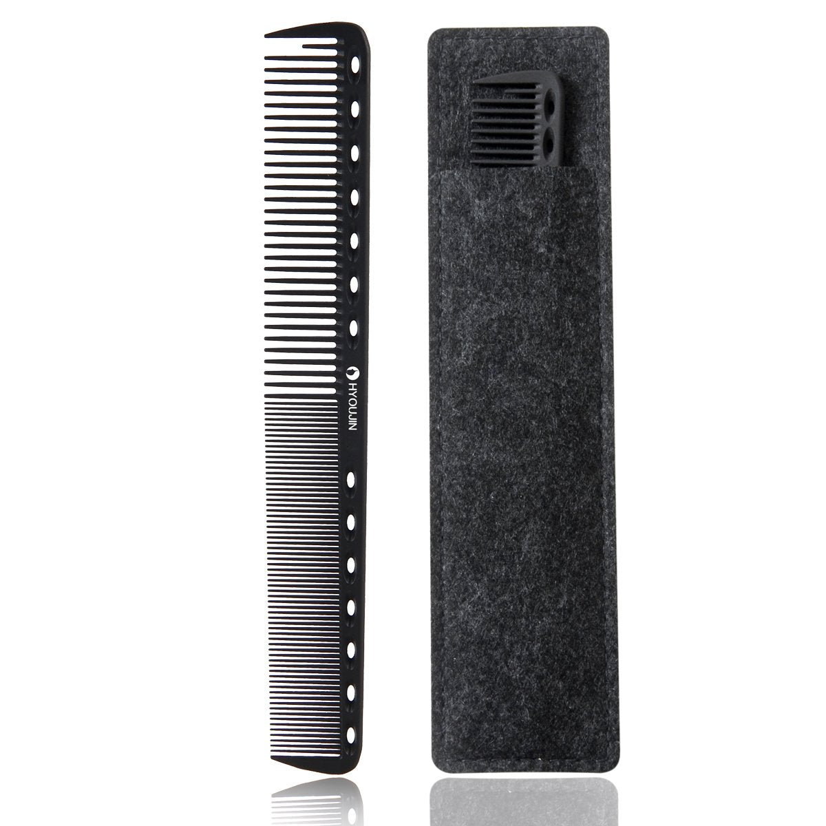 HYOUJIN 605 peine de corte carbono negro con 14 orificios para control preciso.