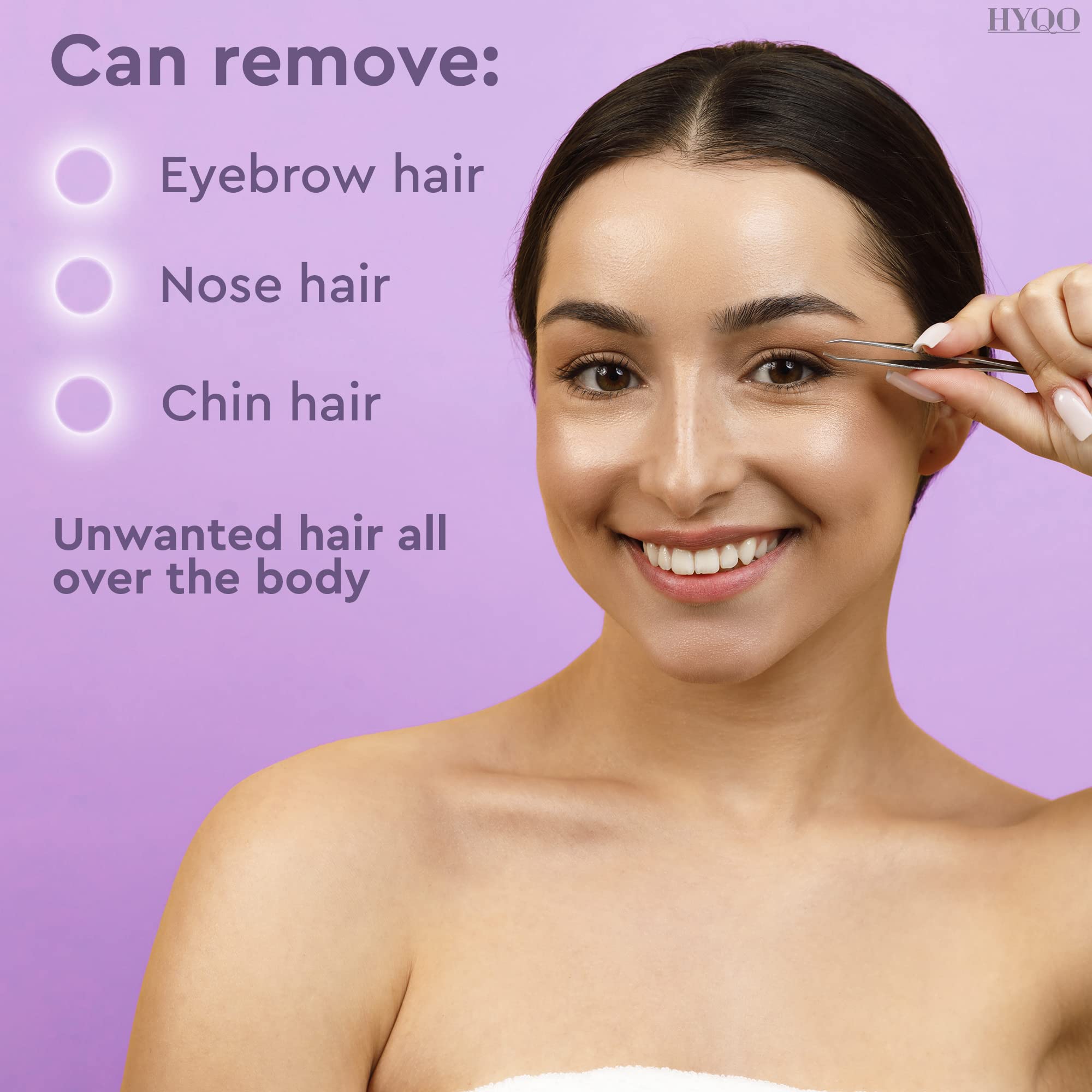 HYQO pinzas para uso diario y retoques rápidos de cejas y vello facial.