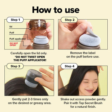 I DEW CARE Tap Secret Negro absorbe grasa para aspecto fresco.