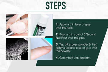 IBD 5 Second Nail Filler Powder after-use look with smooth, polished finish.