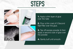 IBD 5 Second Nail Filler Powder after-use look with smooth, polished finish.