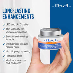 IBD gel duro Rosa II: curado rápido bajo LED/UV para resultados limpios.