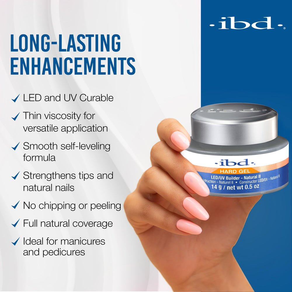 IBD Gel Duro LED/UV Natural II, acabado liso y profesional