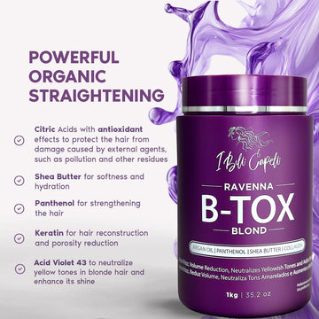 I Belli Capelli Ravenna Blond Btox Nutrición Profunda: hidrata y reconstruye las fibras capilares.