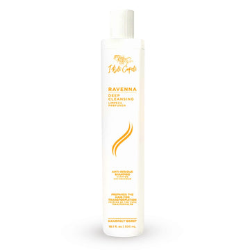 I Belli Capelli Ravenna Champú Clarificante en botella para lavado profundo sin residuos.