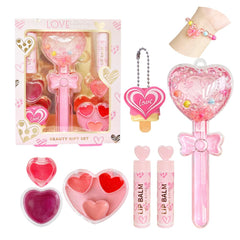 iBi Makeup Conjunto Corazón Brillo Labial: caja frontal colorida y no tóxico