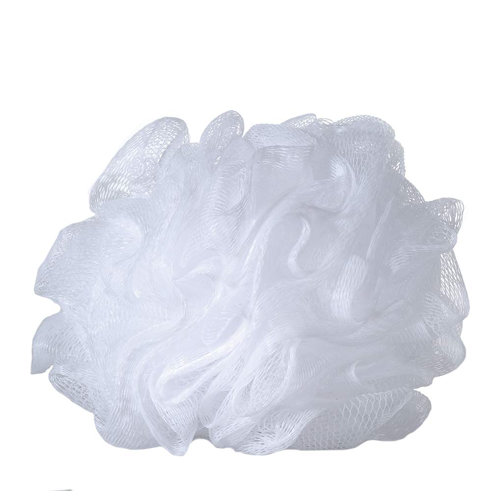Esponja iboodi de baño blanca para generar espuma suave.