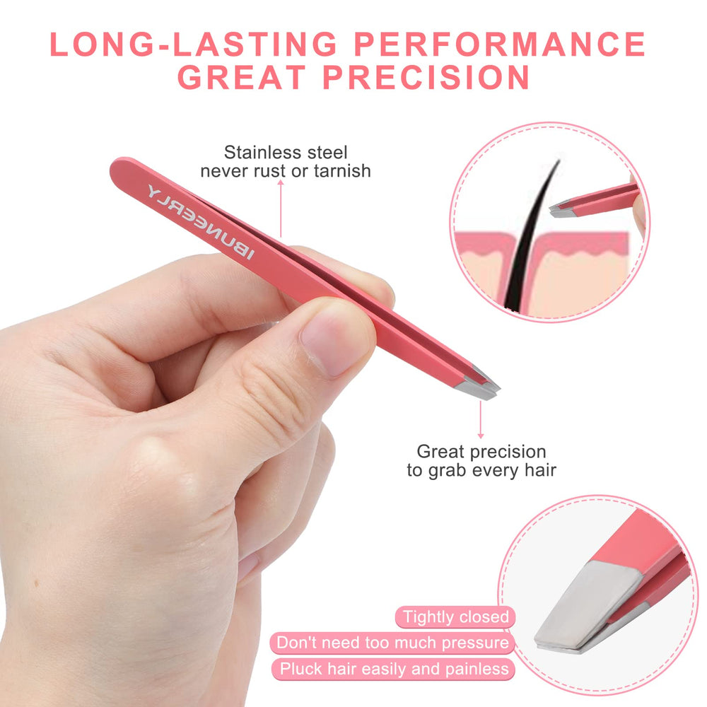 iBuneerly pinzas cejas, punta inclinada para depilar con control.