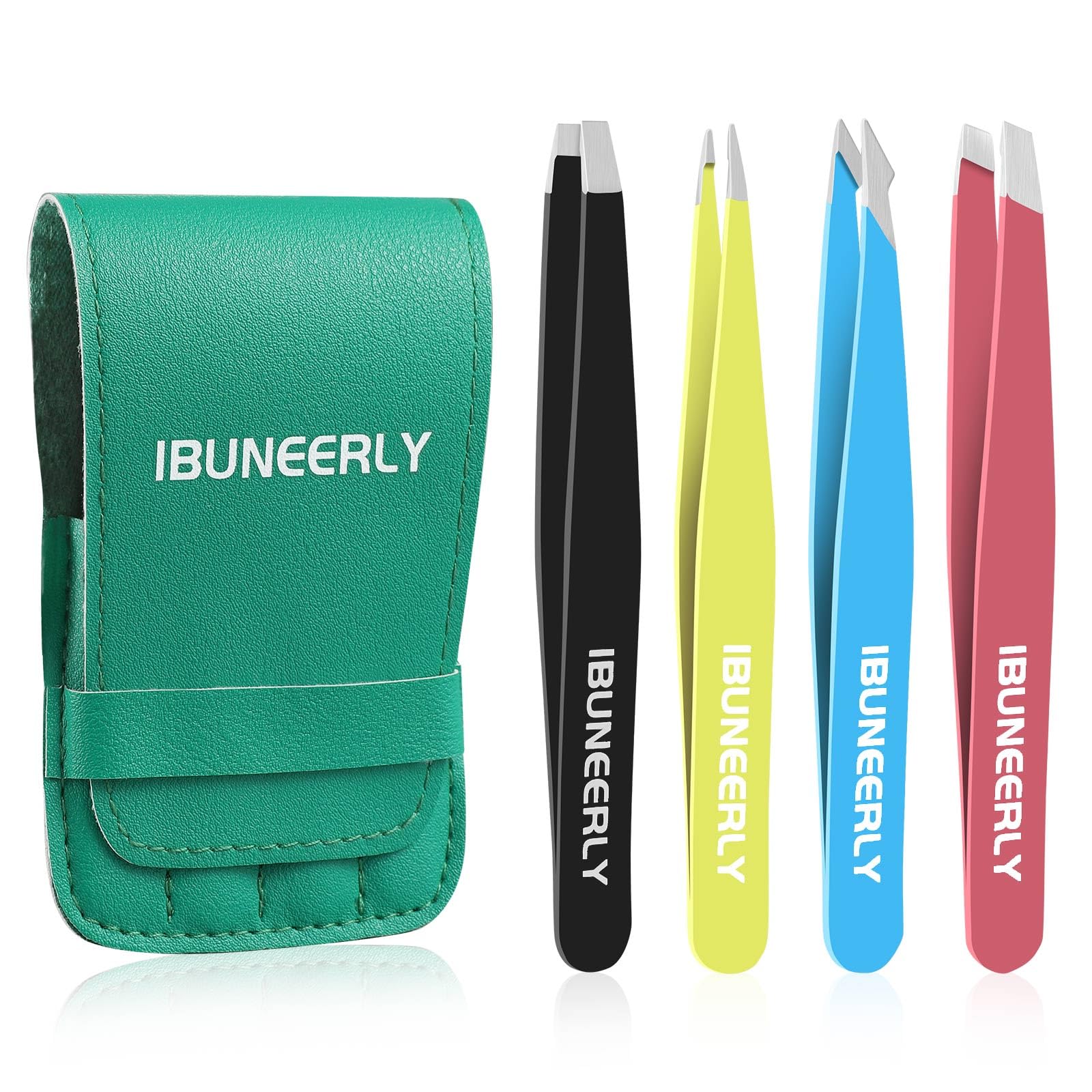 iBuneerly pinzas para cejas, conjunto de 4 puntas para delinear con precisión.