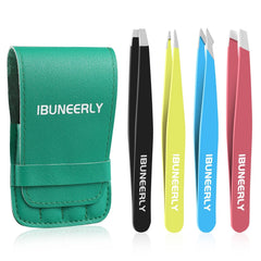 iBuneerly pinzas para cejas, conjunto de 4 puntas para delinear con precisión.