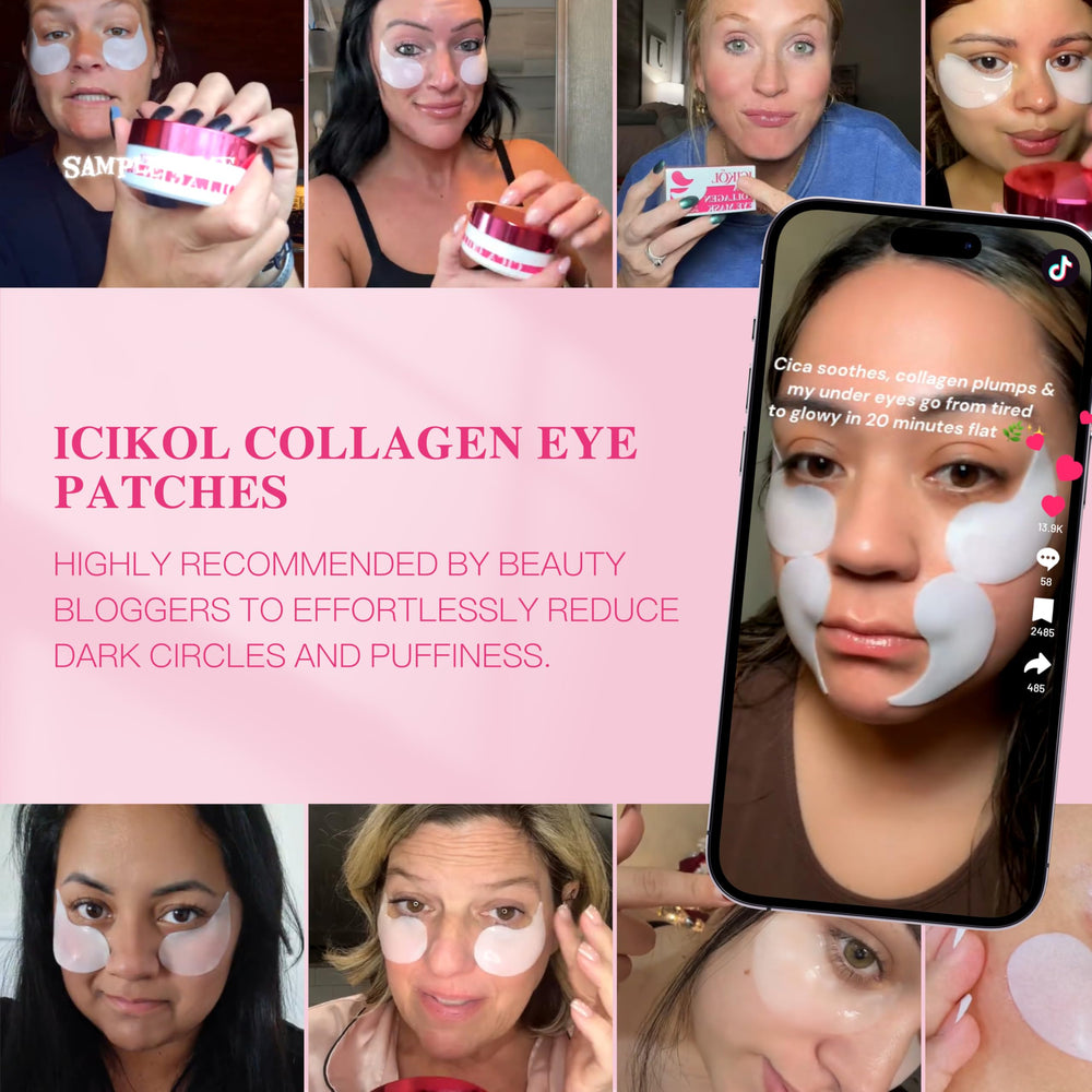 Uso previo al maquillaje con parches ICIKOL para un aspecto más fresco.