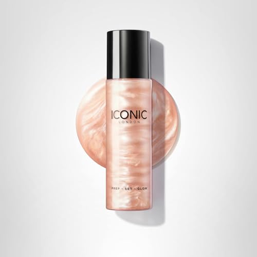 Iconic London Prep-Set-Glow, brume finale pour teint radieux et durable.