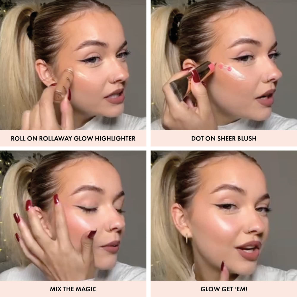 Iconic London Rollaway Glow, finition perlée sur le visage pour une lumière naturelle.