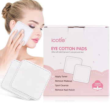 ICOTLE almohadillas de ojos con algodón 200: limpieza suave y eficiente para rostro