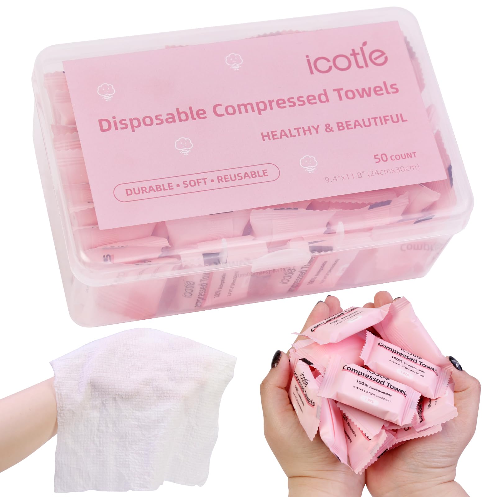 ICOTLE toallas comprimidas con expansión rápida para viaje