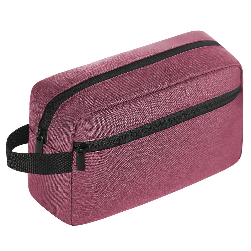 Icramsy bolsa de aseo de viaje compacta en púrpura rojizo, ideal para viajes cortos