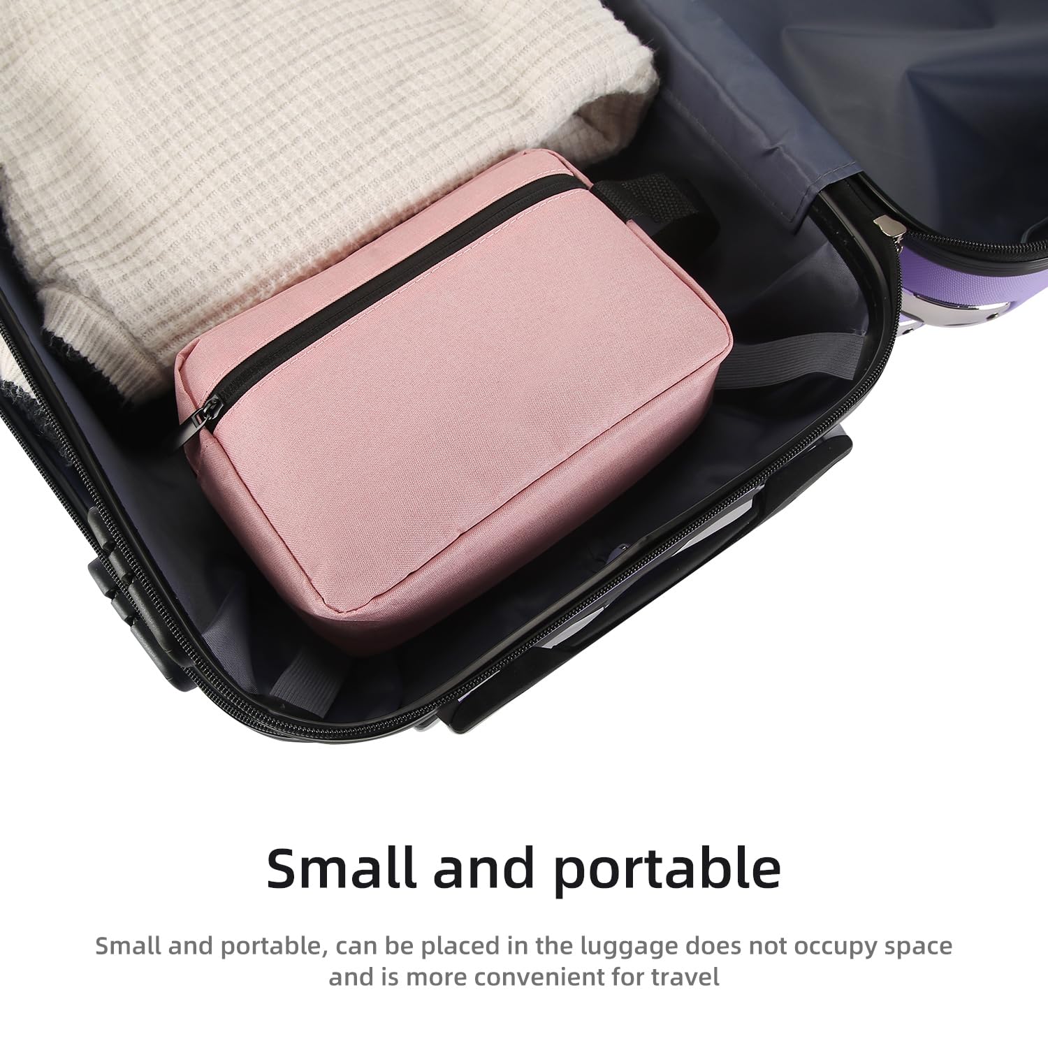 Icramsy bolsa de aseo rosa, espacio principal amplio para todo lo esencial
