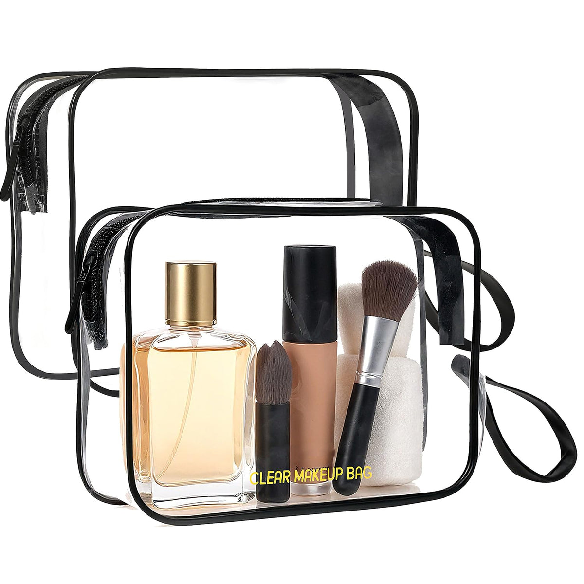 Icramsy bolsa maquillaje transparente dos-pack ideal para viaje