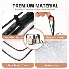 Icramsy bolsa maquillaje transparente con mango lateral para transportarla fácilmente