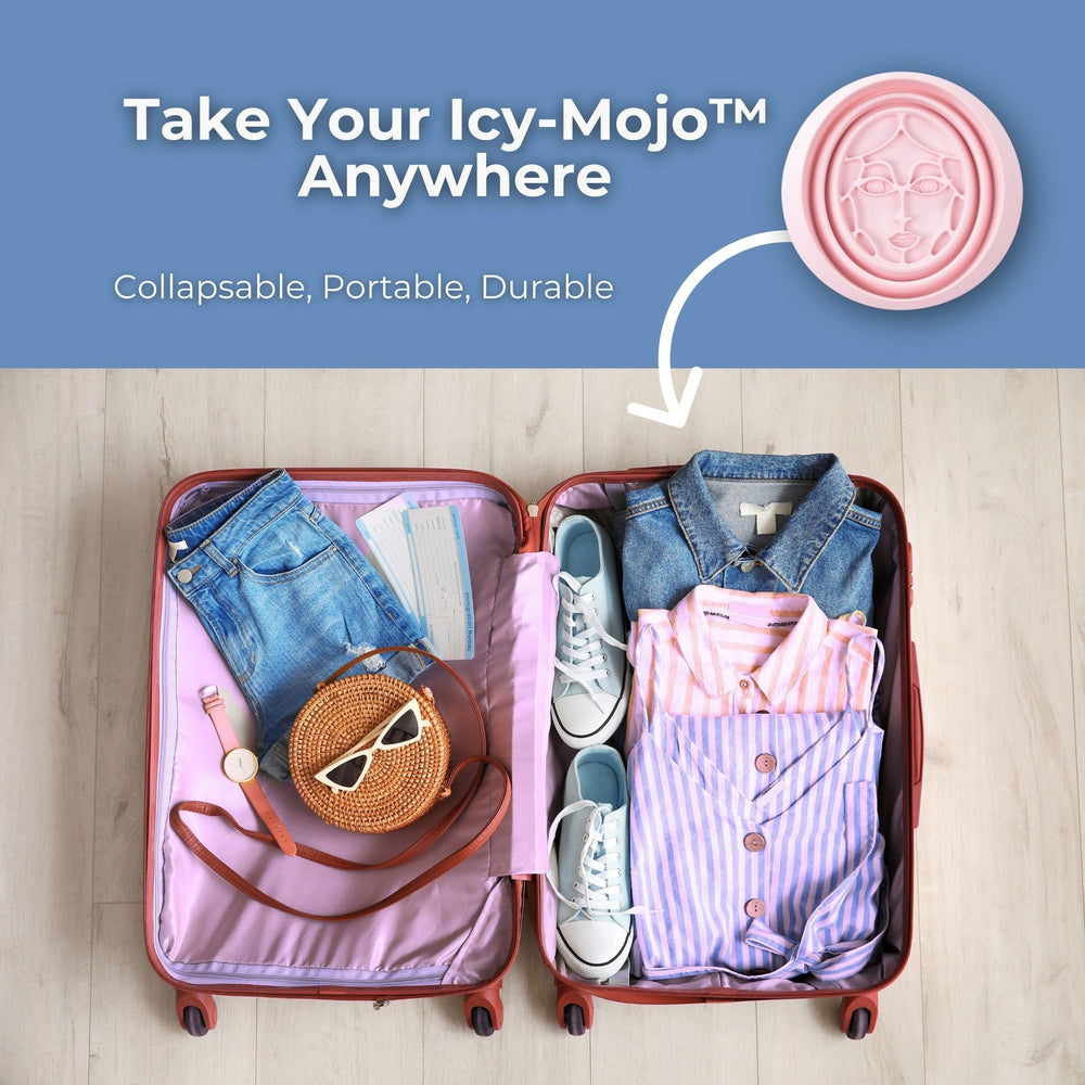 Icy-Mojo aporta brillo facial natural gracias al enfriamiento y la circulación.