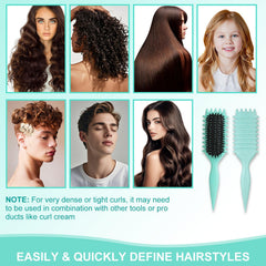 iDAOLI Cepillo Definidor de Rizos verde, dientes uniformes para dividir el cabello suavemente.