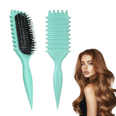iDAOLI Cepillo Definidor de Rizos verde con mango ergonómico para peinado cómodo.