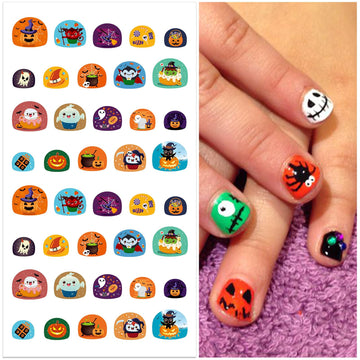 IDDFEVE Uñas en 3D con calabazas para Halloween, brillo seguro