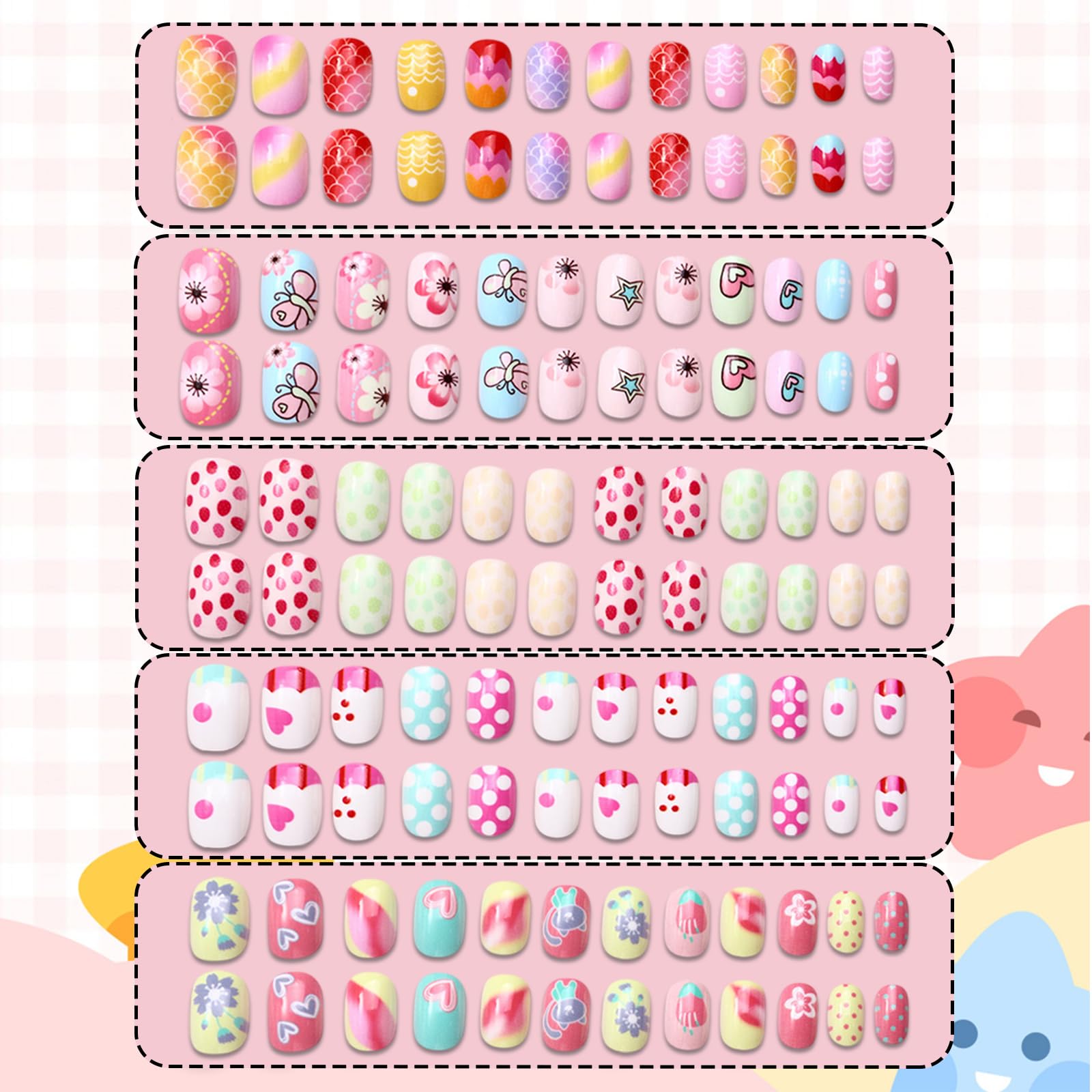 Ideal Swan uñas para niñas con múltiples tallas para ajuste perfecto.