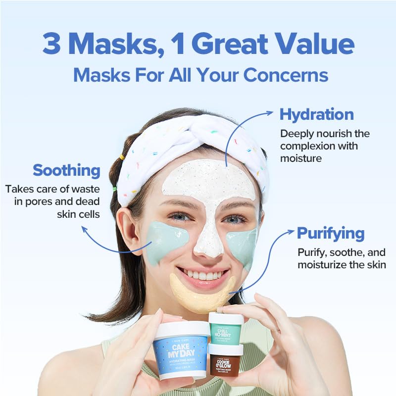 Aplicación suave de mascarillas de I DEW CARE sobre la piel limpia