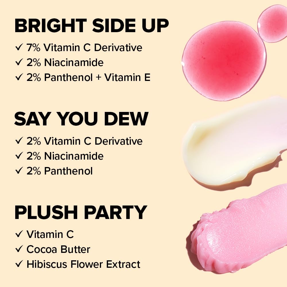 I DEW CARE Bright Side Up aplicación close-up: brillo natural en la piel.