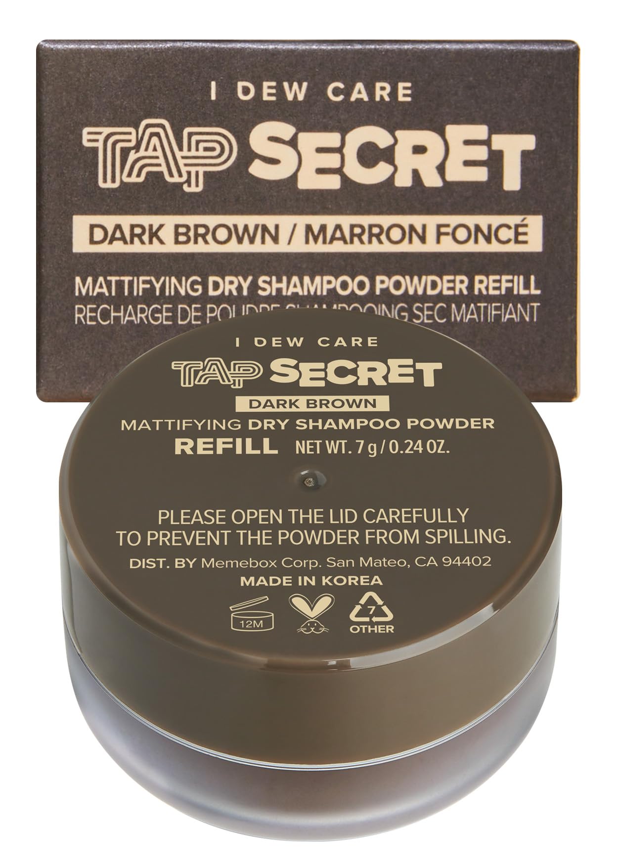 I DEW CARE Tap Secret Biotin Champú en Polvo Marrón Oscuro recargable en botella para cabello oscuro absorbe grasa
