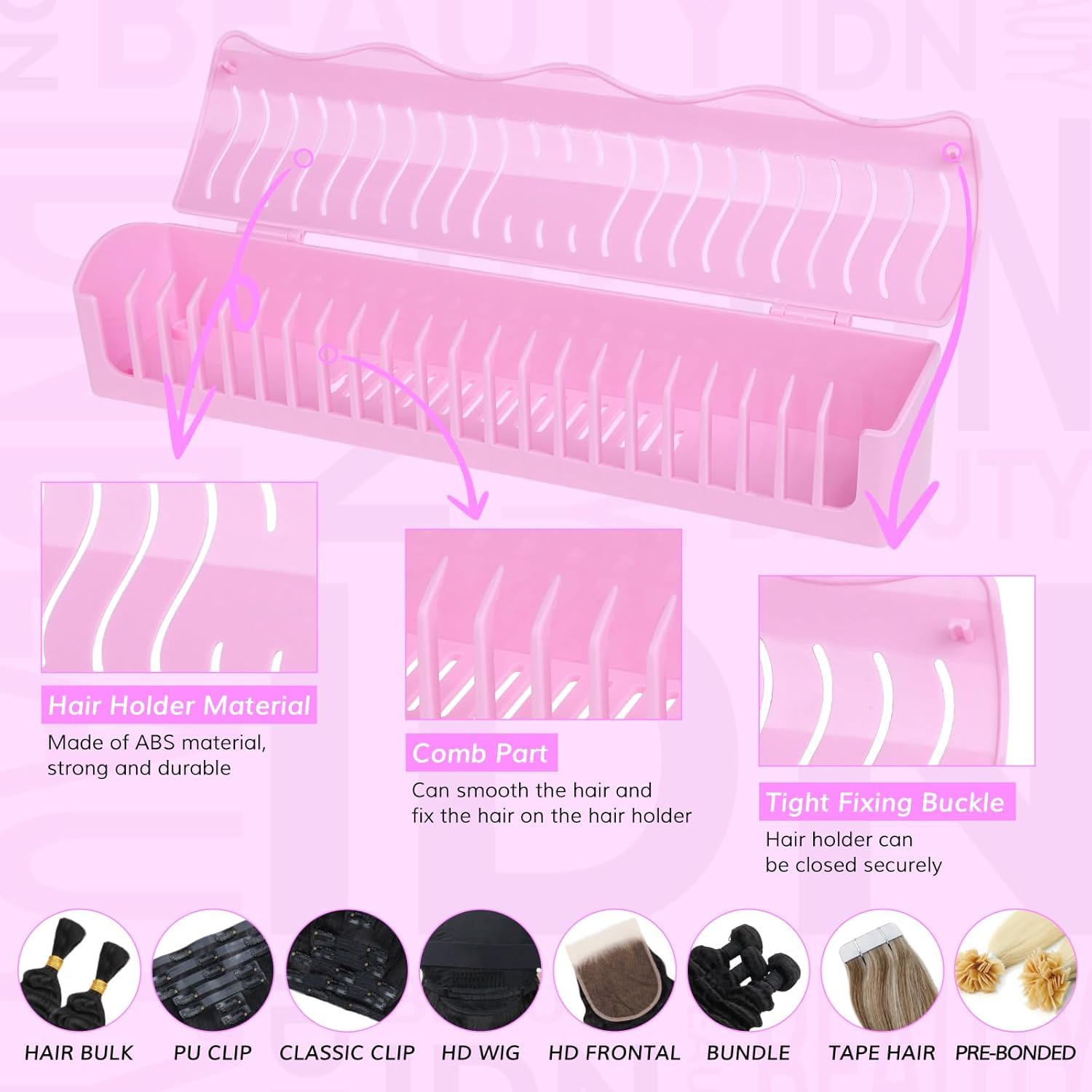 IDN BEAUTY ventosas fijación extensiones color rosa, sujetan con seguridad durante secado
